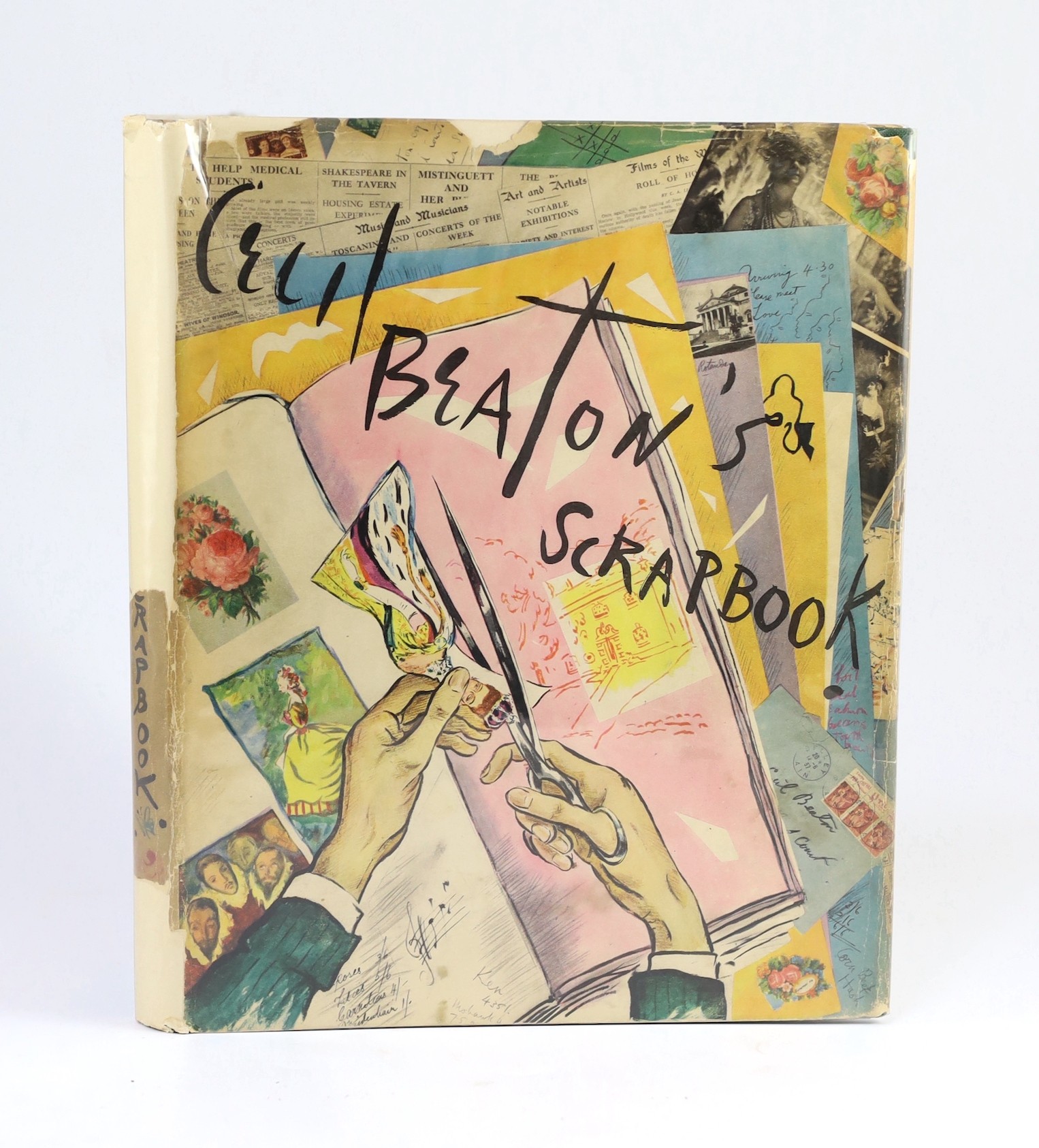 Beaton, Cecil - Cecil Beaton's Scrapbook. First Edition - inscribed by author to the 'high' society photographer, Jerome Zerbe. coloured frontis., decorated title and illus. throughout with photos. & sketches (some colou